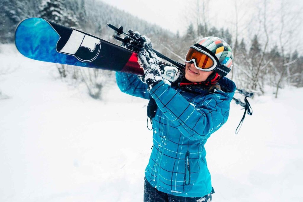 girl go with ski equpment in ski touring - Balkan Jewel Resort & Chalets